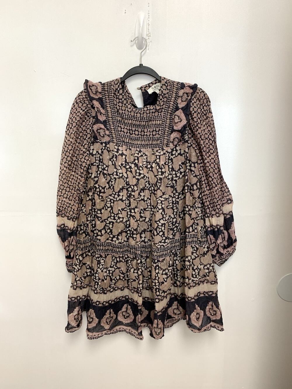 Sea New York Margo Floral Printed Dress Womens Size M Boho Lined Long Sleeve